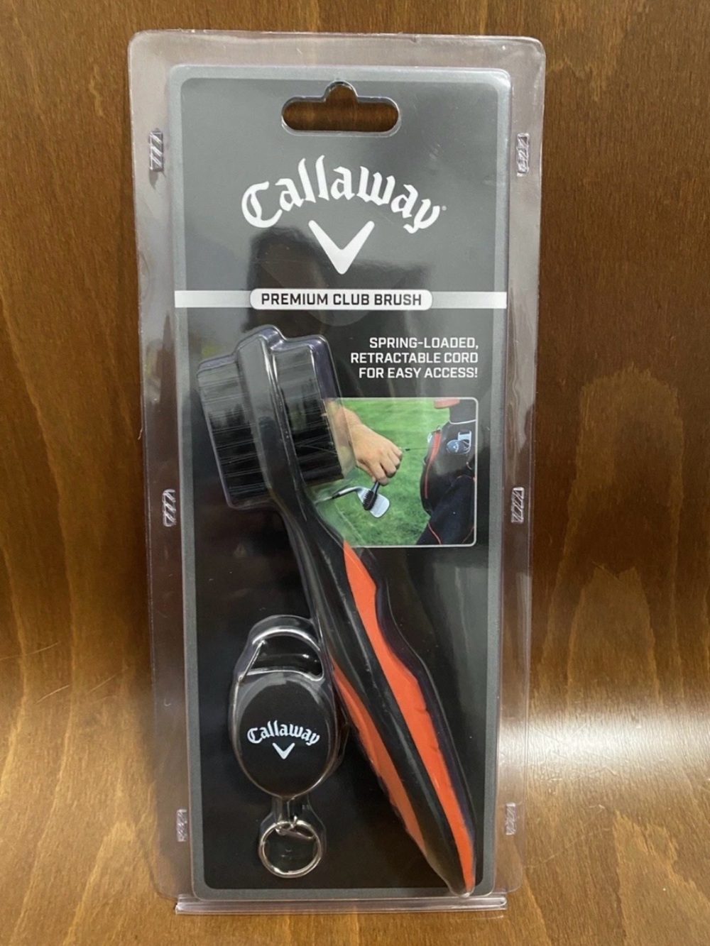 Callaway Premium Golf Club / Golf Shoe Brush Spring Loaded Retractable Cord